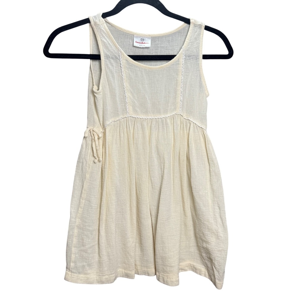 Hanna Andersson Dress Kids 8 Cream Cotton Gauze Boho Cottagecore Peasant Fairy